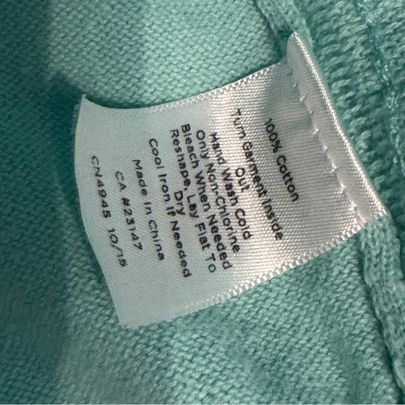 Talbots Mint Green Sequin Cardigan Sweater Women’s XL Cotton Long Sleeve - Picture 5 of 6